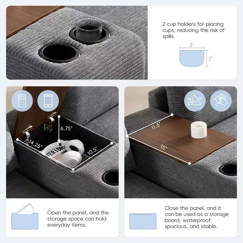 Divano sezionale a U da 142", beige/grigio scuro, ciniglia, 6 posti