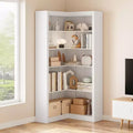 Libreria angolare a 5 ripiani a L Nera/Bianca/Legno, stile rustico, Uso singolo