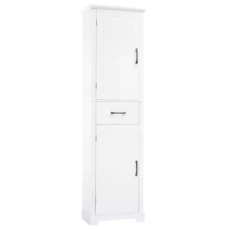Armadietto alto da bagno bianco, a 2 ante, autoportante, monoposto