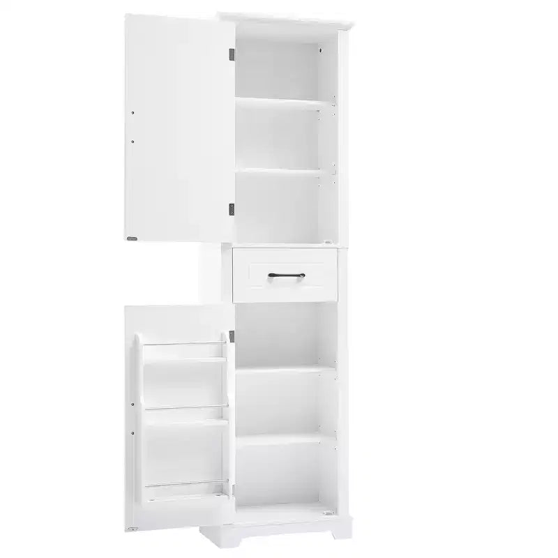Armadietto alto da bagno bianco, a 2 ante, autoportante, monoposto