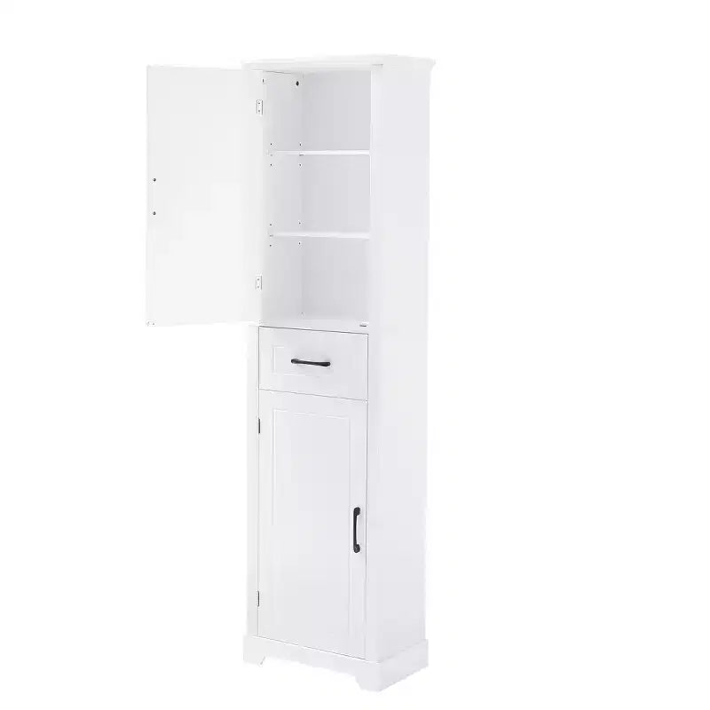 Armadietto alto da bagno bianco, a 2 ante, autoportante, monoposto