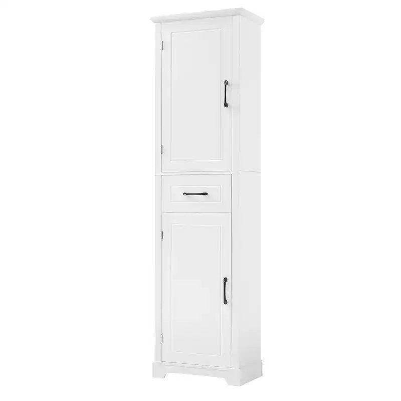 Armadietto alto da bagno bianco, a 2 ante, autoportante, monoposto