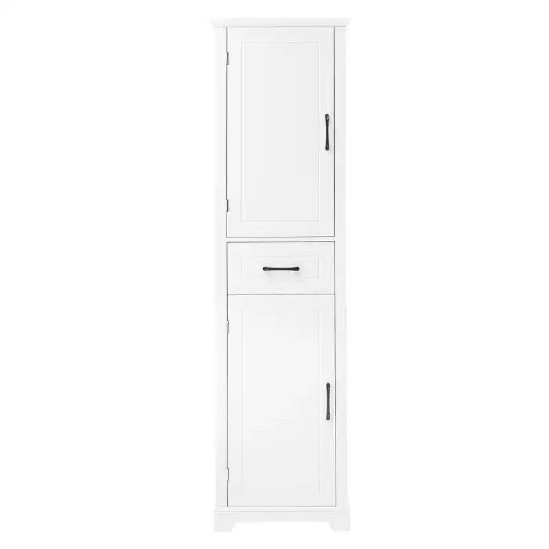 Armadietto alto da bagno bianco, a 2 ante, autoportante, monoposto