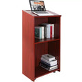 VEVOR Podium Stand, 47 inch Hostess Stand with 4 Rolling Wheels, Wood Podium with Storage Shelves and Slant Desktop, Lecterns & Podiums, Brown