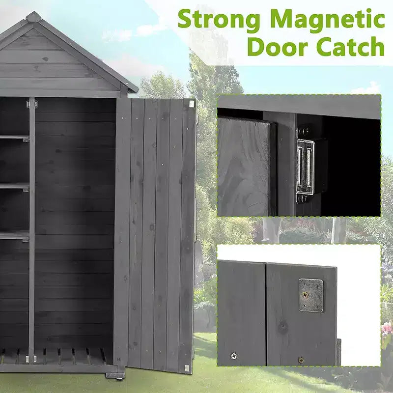 Grey Wood Outdoor Storage Cabinet, 2-Door, 1-Person