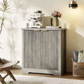 Mobile credenza a 2 ante con scanalature, color rovere/legno chiaro antico