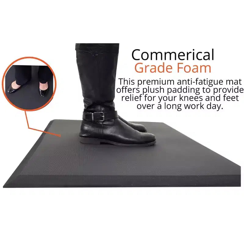 Tappetino Antifatica Nero per Scrivania Standing, Utente Singolo – 89 cm x 50 cm x 1,6 cm