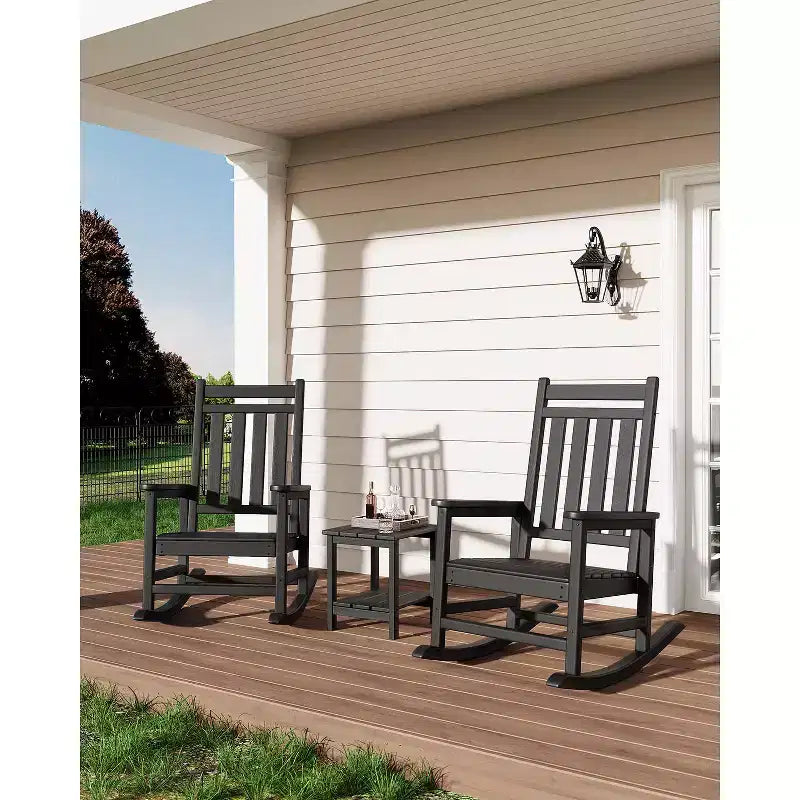 Black / Gray / Navy Blue / White HDPE Patio Rocking Chair – Single, Wide Armrests