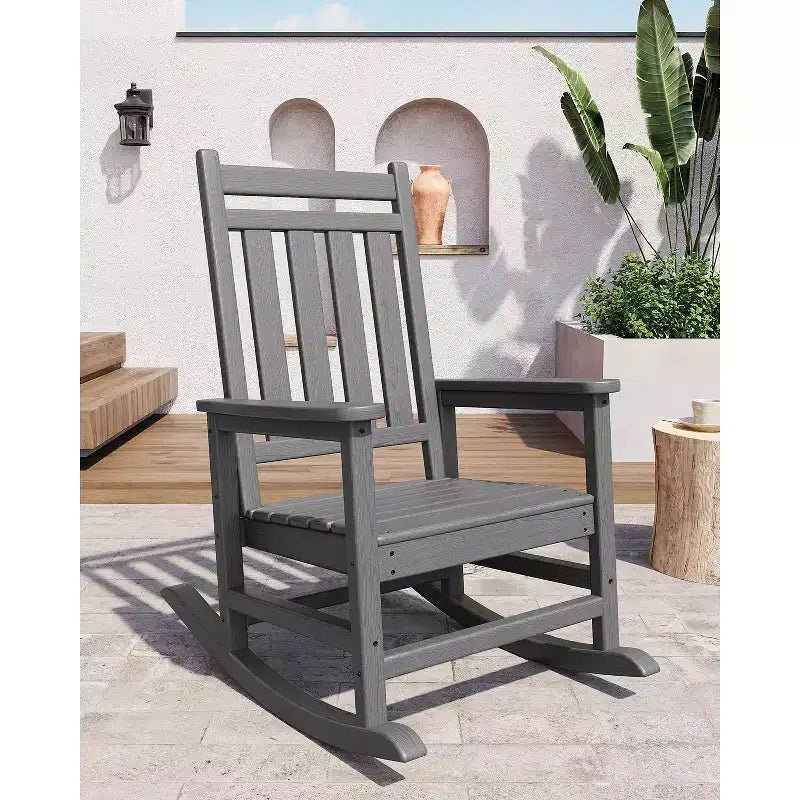 Black / Gray / Navy Blue / White HDPE Patio Rocking Chair – Single, Wide Armrests