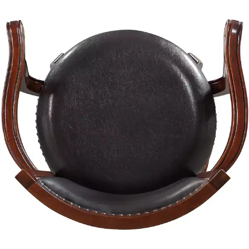 Cherry/Brown Swivel Barstool, Faux Leather, High Back, 1-Seat