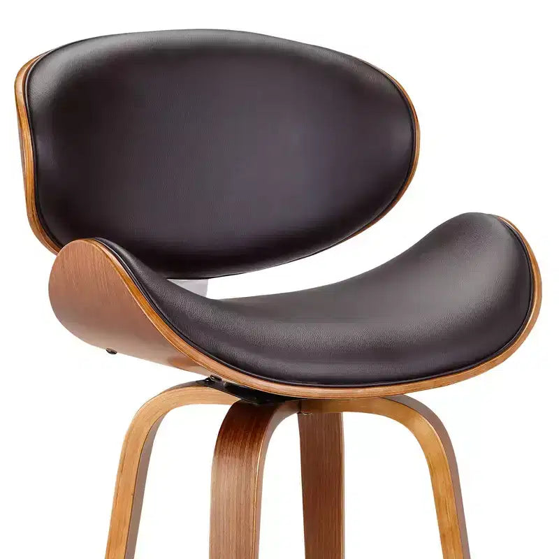 Sgabello da bancone girevole in similpelle marrone - Stile metà secolo, 1 posto