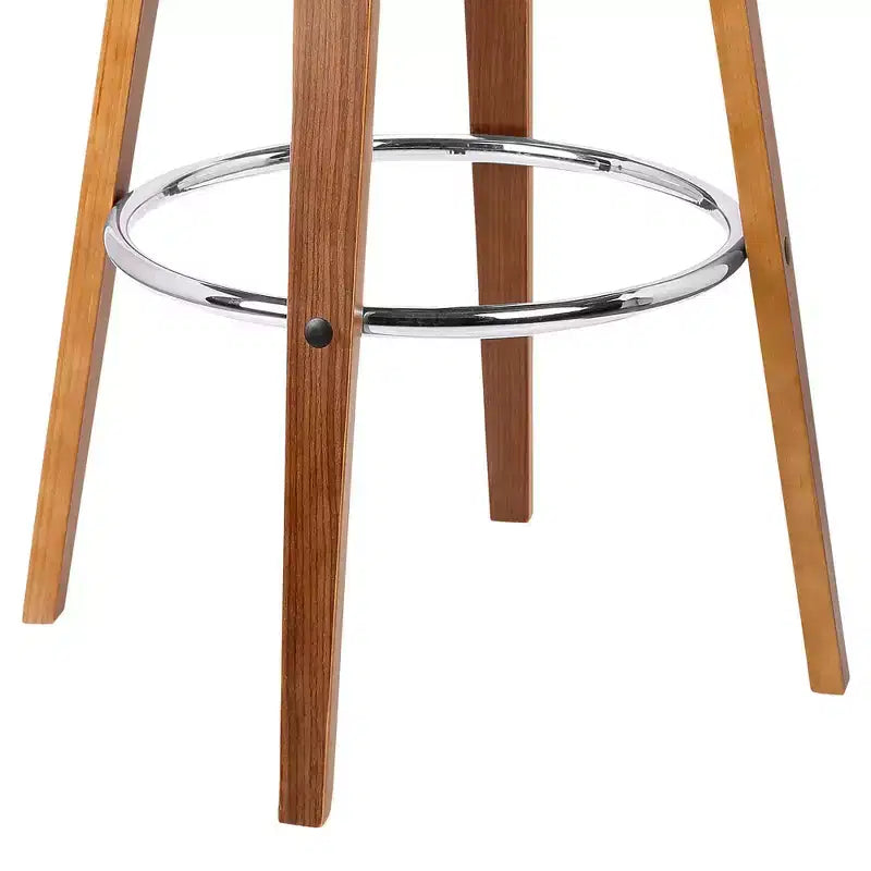 Brown Faux Leather Swivel Counter Stool – Mid-Century Style, Seats 1