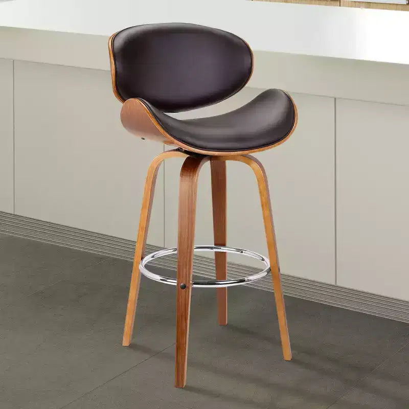 Sgabello da bancone girevole in similpelle marrone - Stile metà secolo, 1 posto