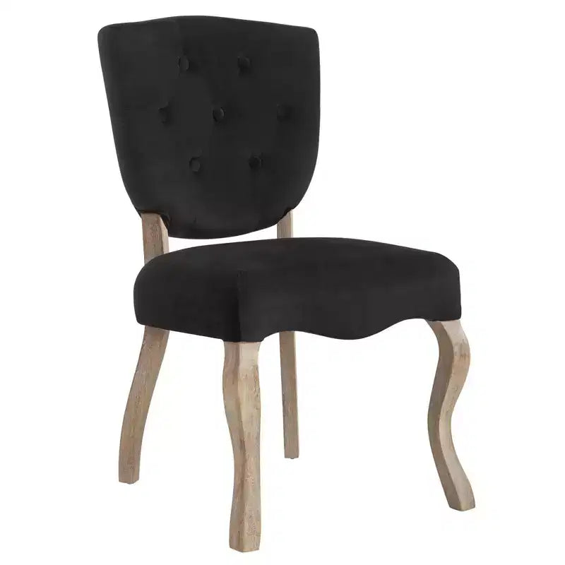 Sedia da pranzo in velluto nero, schienale a scudo camelback, 1 posto