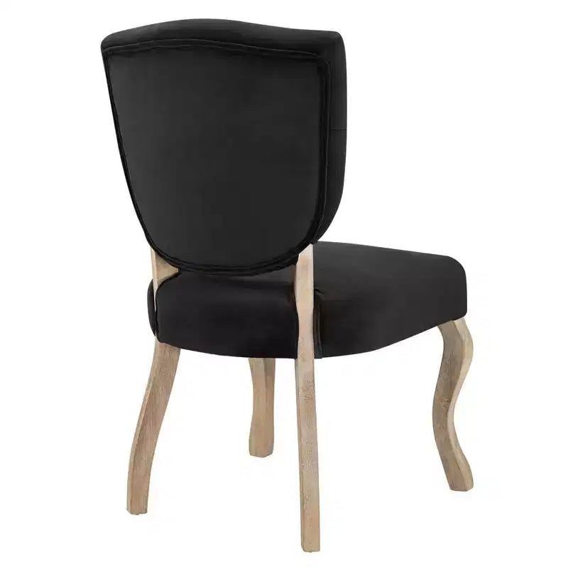 Sedia da pranzo in velluto nero, schienale a scudo camelback, 1 posto