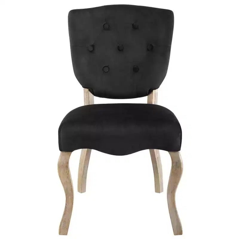 Sedia da pranzo in velluto nero, schienale a scudo camelback, 1 posto