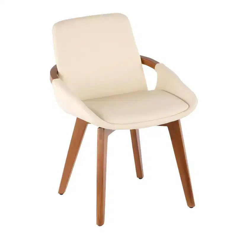 Poltrona d'accento senza braccioli crema/noce, 1 posto – Similpelle e gambe in legno