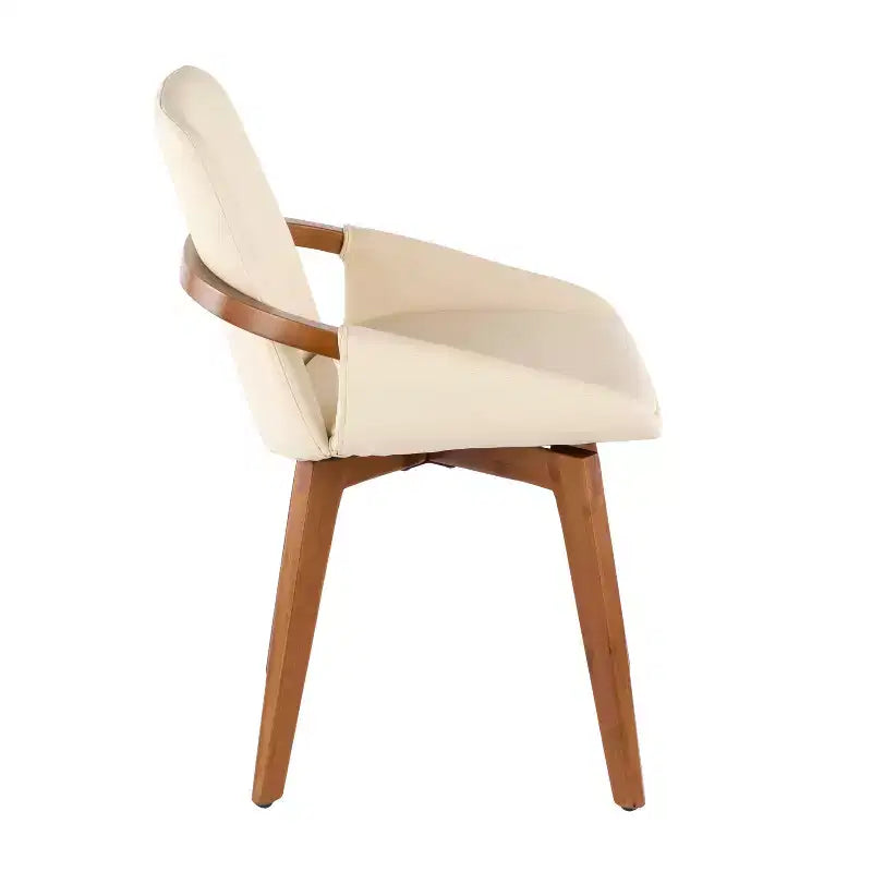 Poltrona d'accento senza braccioli crema/noce, 1 posto – Similpelle e gambe in legno