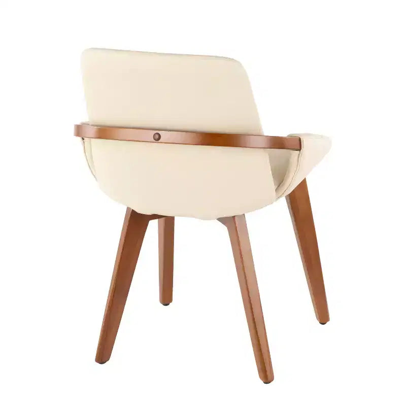 Poltrona d'accento senza braccioli crema/noce, 1 posto – Similpelle e gambe in legno