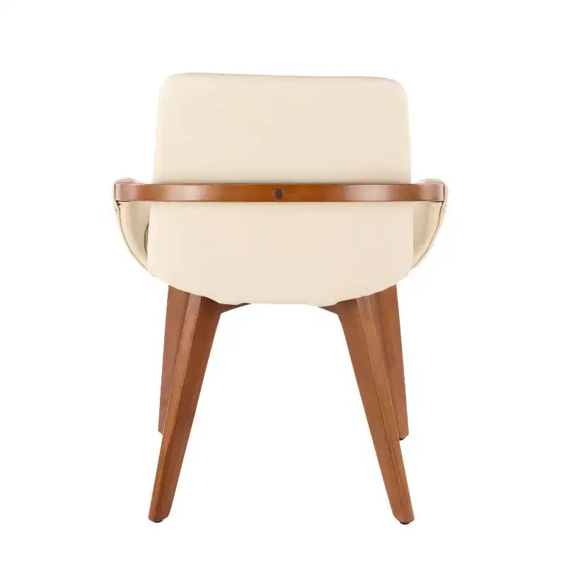 Poltrona d'accento senza braccioli crema/noce, 1 posto – Similpelle e gambe in legno