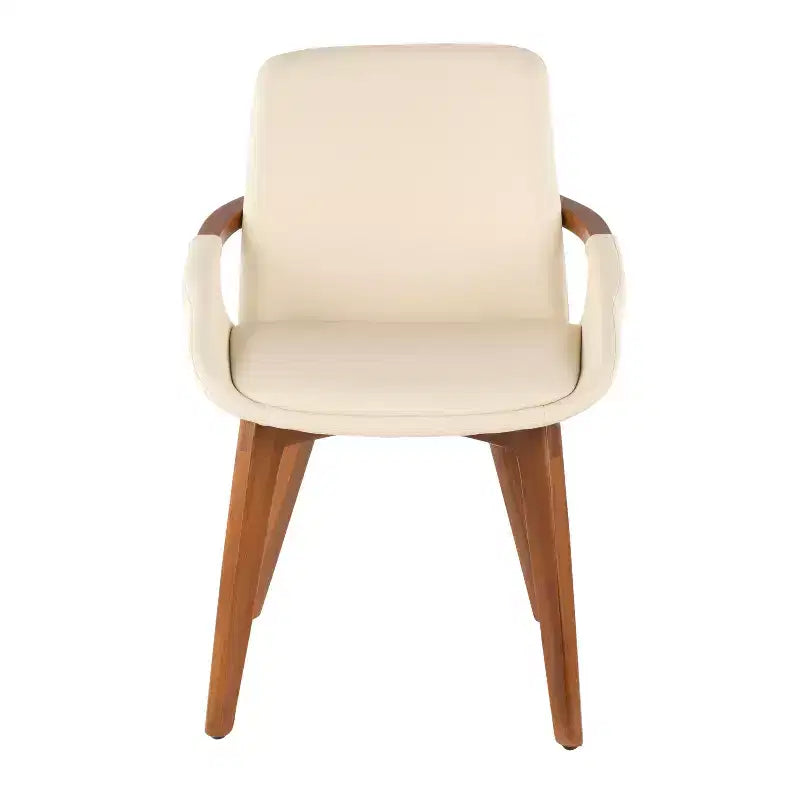 Poltrona d'accento senza braccioli crema/noce, 1 posto – Similpelle e gambe in legno