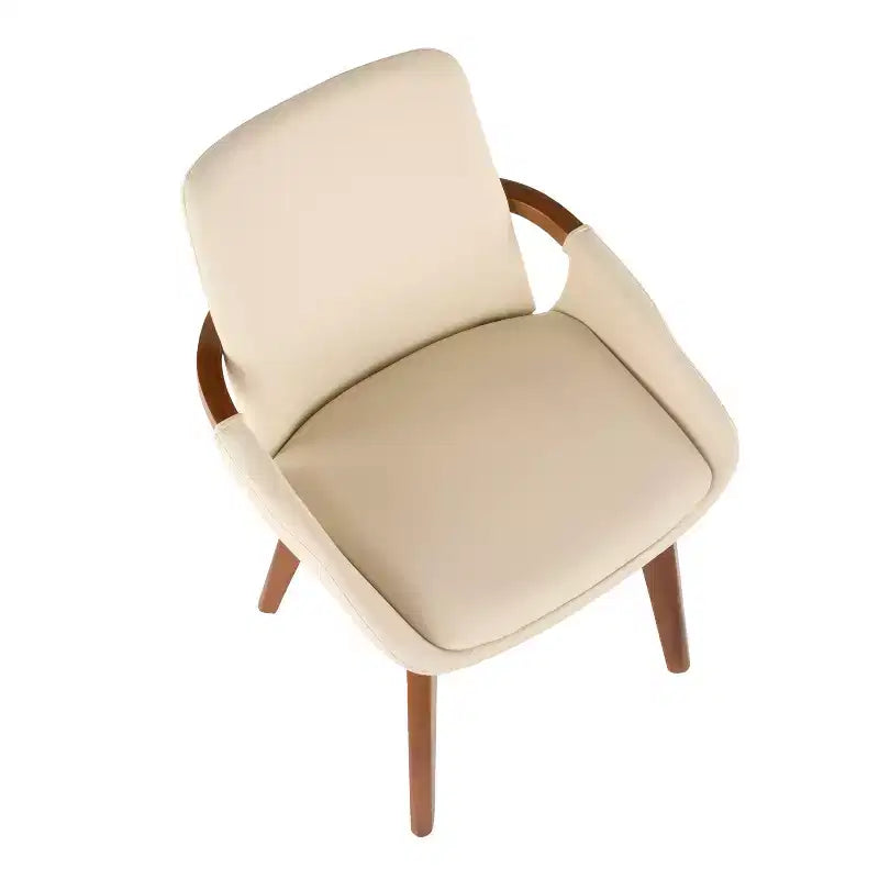 Poltrona d'accento senza braccioli crema/noce, 1 posto – Similpelle e gambe in legno
