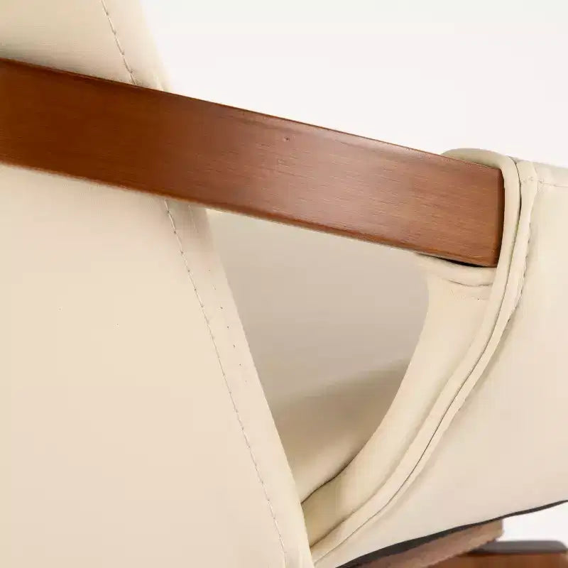 Poltrona d'accento senza braccioli crema/noce, 1 posto – Similpelle e gambe in legno