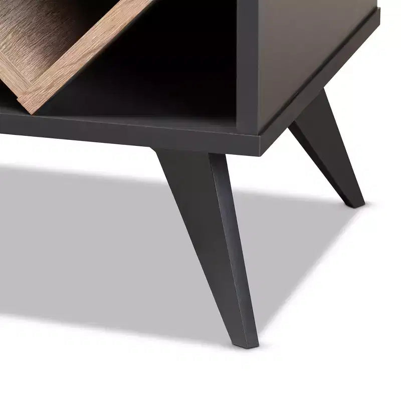 Gray/Brown Wood Wine Cabinet with Drawers, Holds 12 Bottles