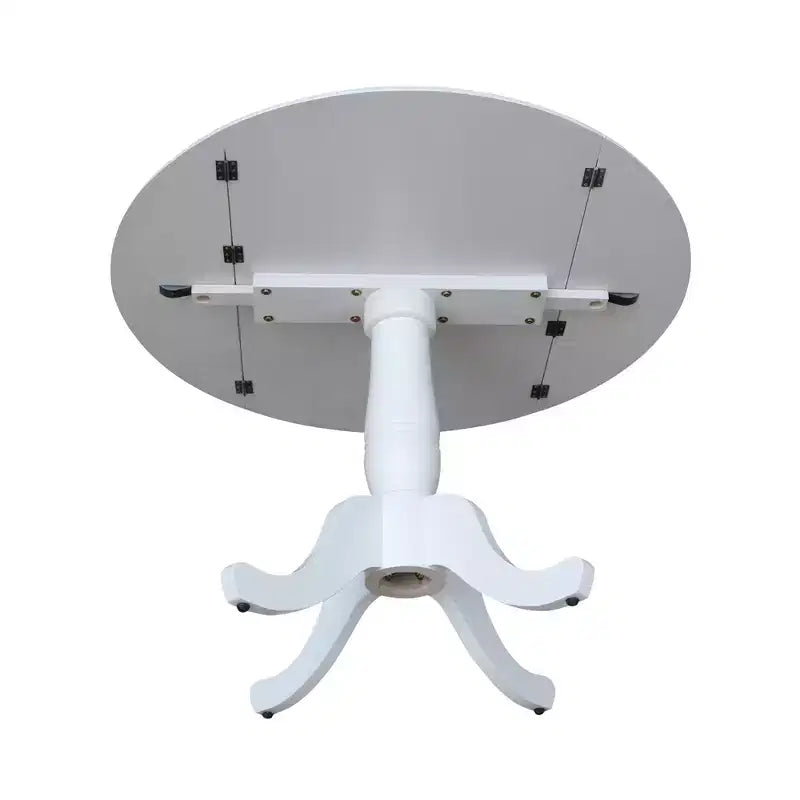 Tavolo da pranzo rotondo bianco con ante a ribalta da 42", per 2-4 persone