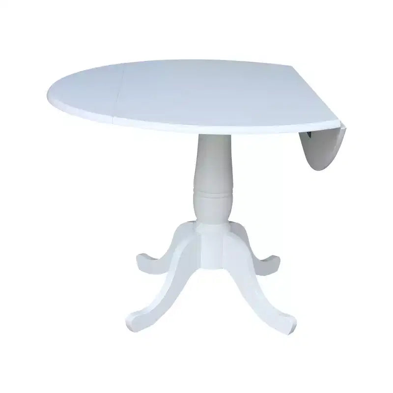 Tavolo da pranzo rotondo bianco con ante a ribalta da 42", per 2-4 persone