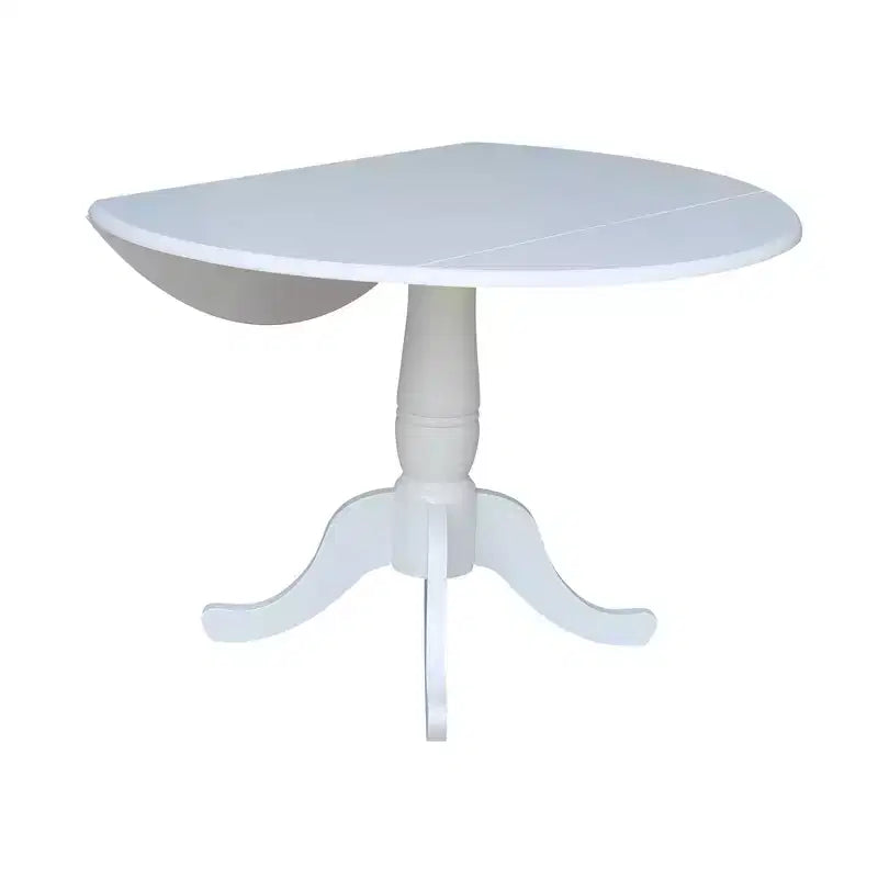 Tavolo da pranzo rotondo bianco con ante a ribalta da 42", per 2-4 persone