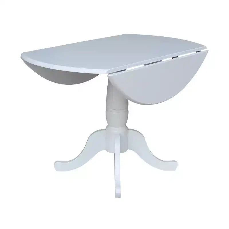 Tavolo da pranzo rotondo bianco con ante a ribalta da 42", per 2-4 persone