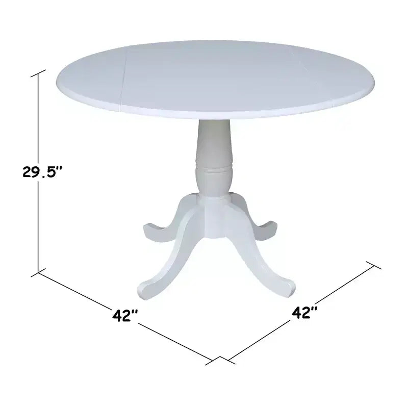 Tavolo da pranzo rotondo bianco con ante a ribalta da 42", per 2-4 persone