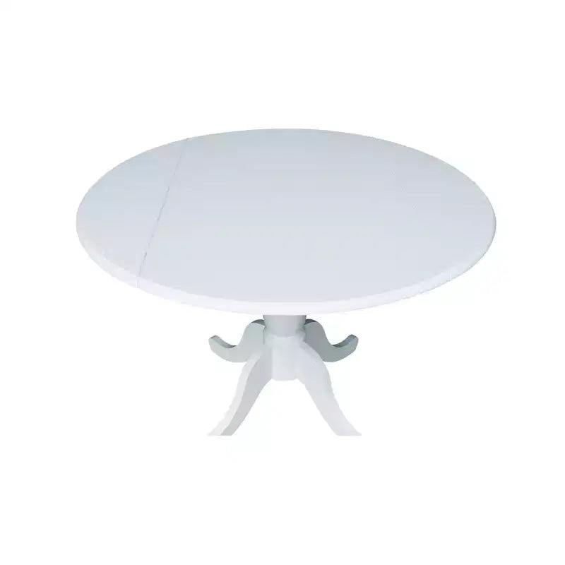 Tavolo da pranzo rotondo bianco con ante a ribalta da 42", per 2-4 persone