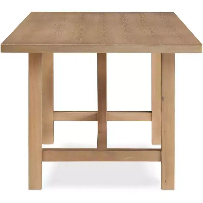 Tavolo da pranzo rettangolare beige, 6 posti, base a trespolo