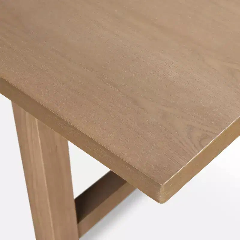 Beige Rectangular Dining Table, Seats 6, Trestle Base