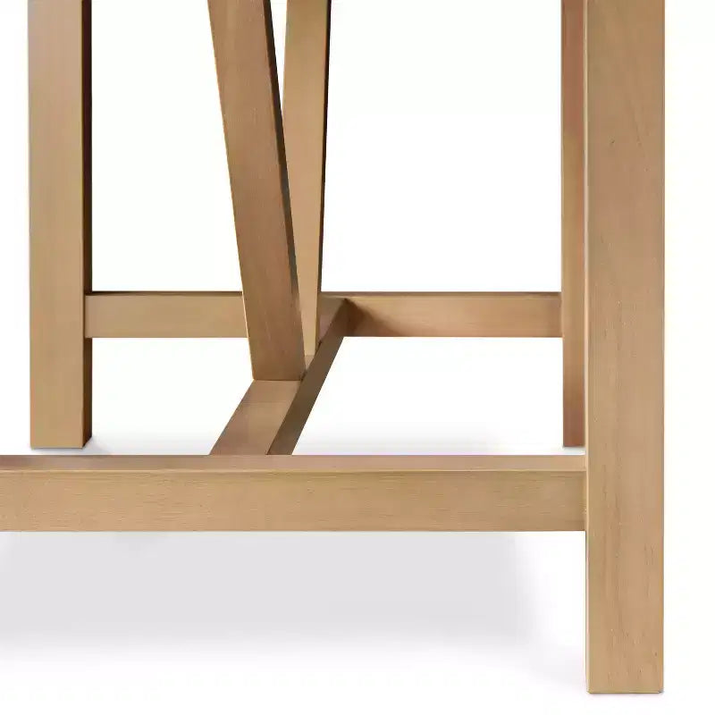 Tavolo da pranzo rettangolare beige, 6 posti, base a trespolo