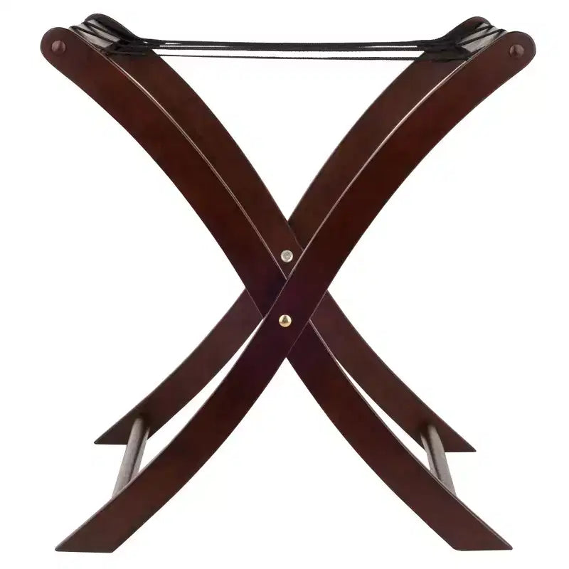 Cappuccino Foldable Luggage Rack, Solid Wood, Mid-Century Modern, 1-Person