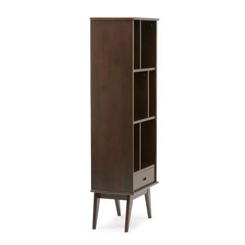 Libreria moderna di metà secolo in mogano rossiccio/legno di teak con cassetto, 1 persona