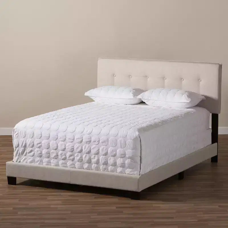 Letto a pannello imbottito in tessuto grigio con testiera trapuntata, una piazza e mezza, 1 persona