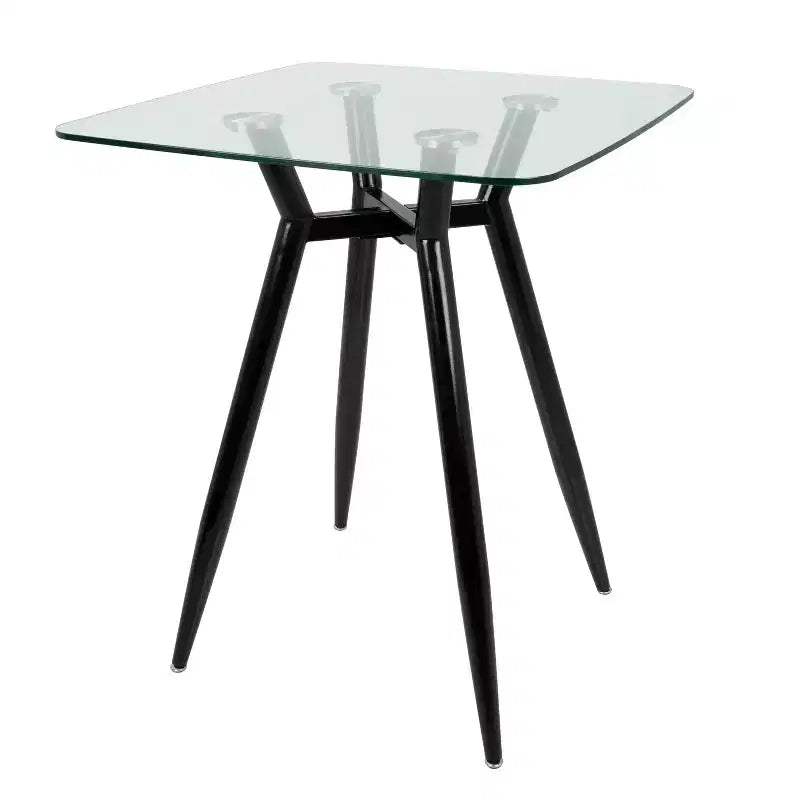 Clear/Walnut Mid-Century Modern Square Counter Table – Seats 4