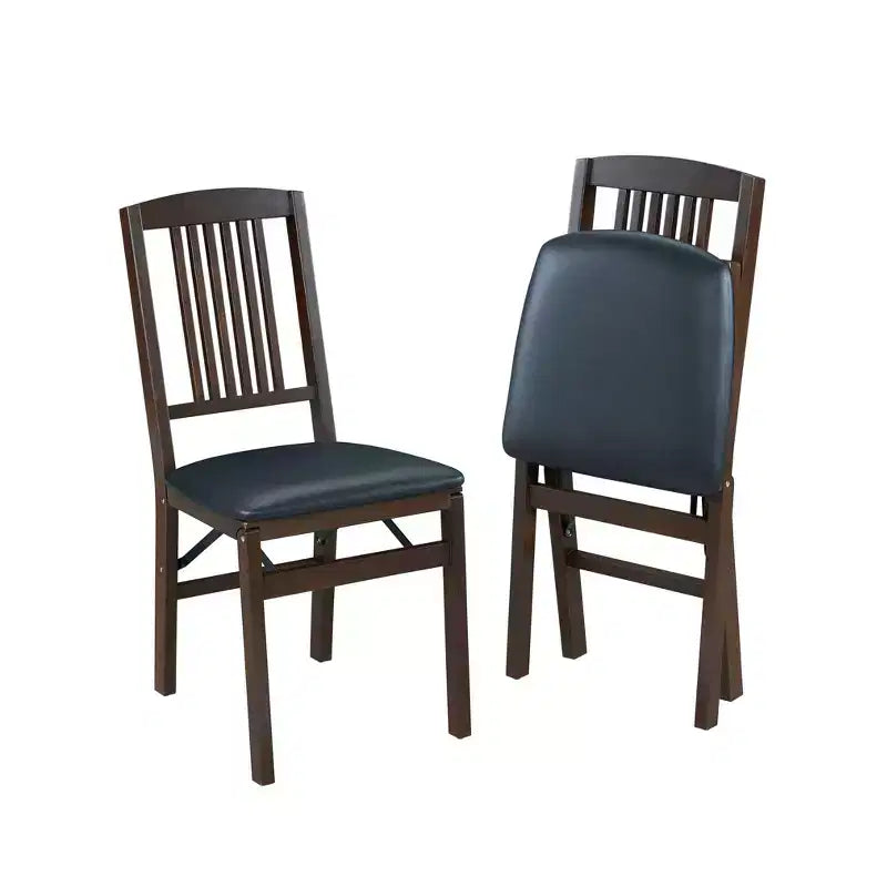Sedia pieghevole marrone espresso, stile Mission, set da 2