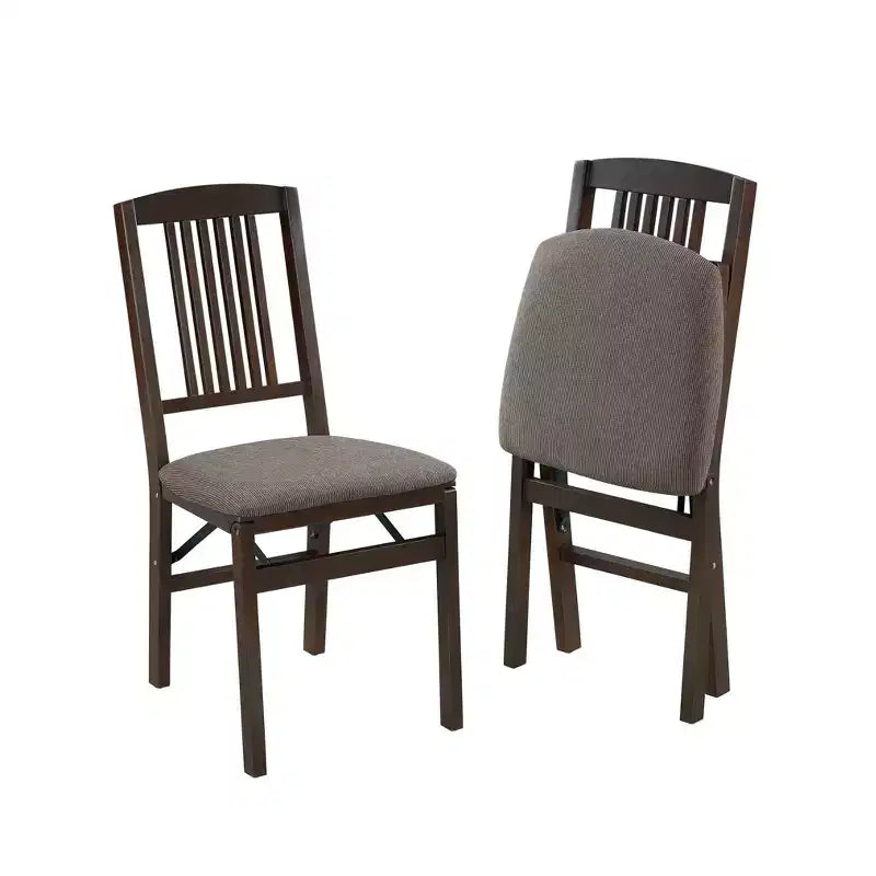 Sedia pieghevole marrone espresso, stile Mission, set da 2