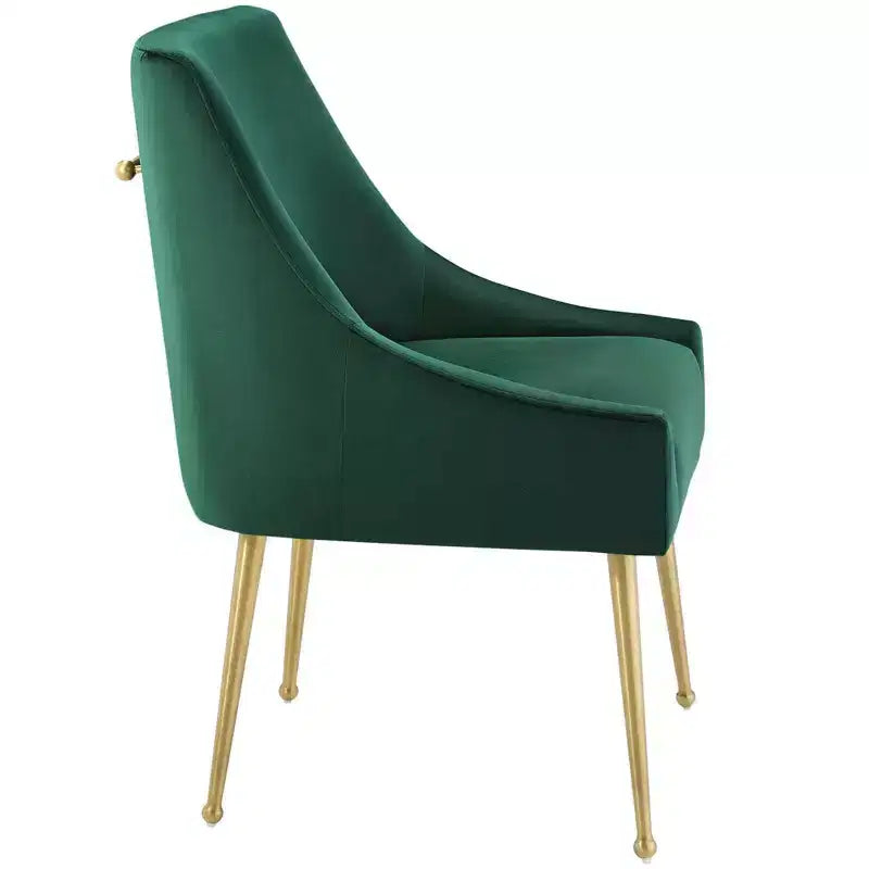Sedia da pranzo senza braccioli imbottita in velluto – Sedile singolo, grigio / verde / blu marino