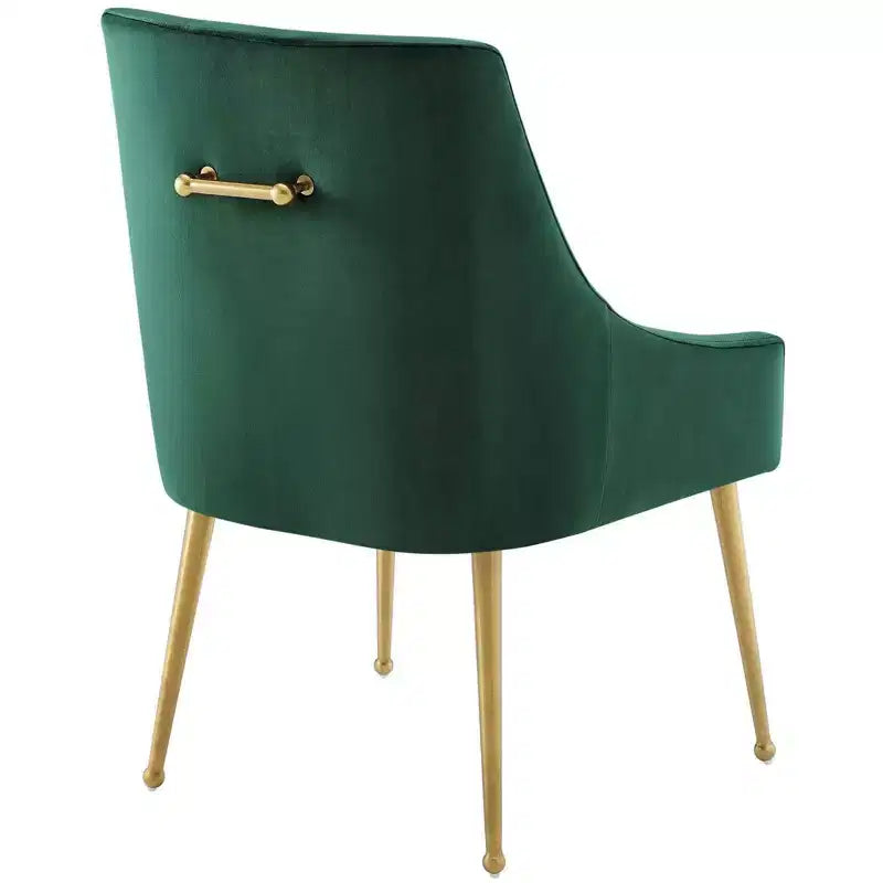 Sedia da pranzo senza braccioli imbottita in velluto – Sedile singolo, grigio / verde / blu marino