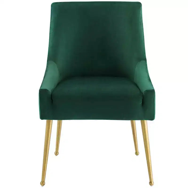 Sedia da pranzo senza braccioli imbottita in velluto – Sedile singolo, grigio / verde / blu marino