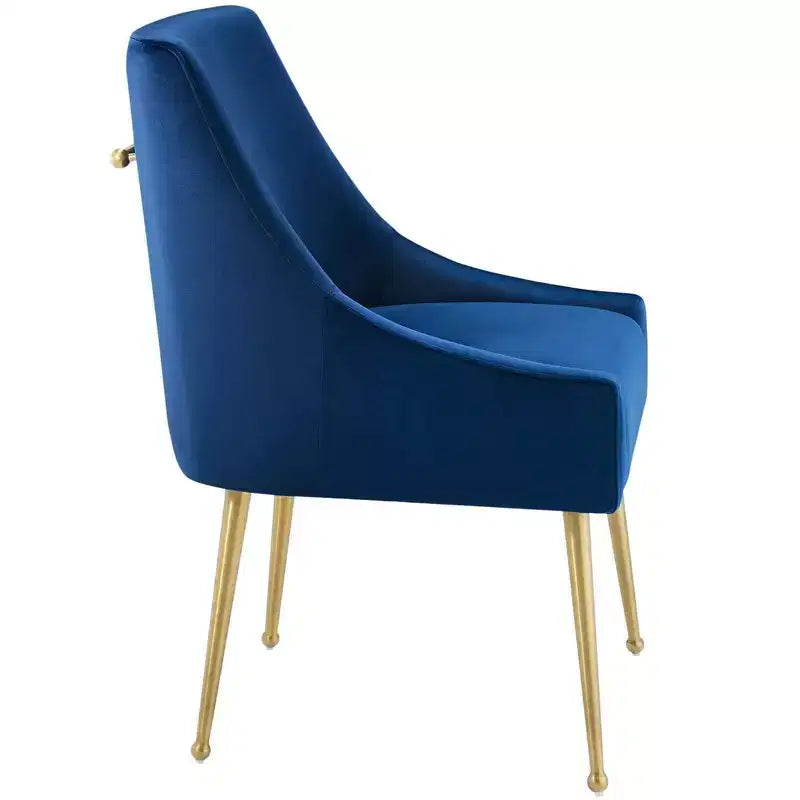 Sedia da pranzo senza braccioli imbottita in velluto – Sedile singolo, grigio / verde / blu marino