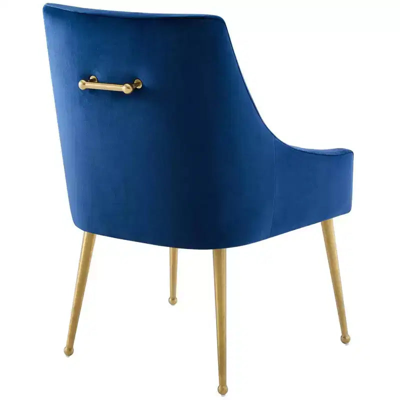 Sedia da pranzo senza braccioli imbottita in velluto – Sedile singolo, grigio / verde / blu marino