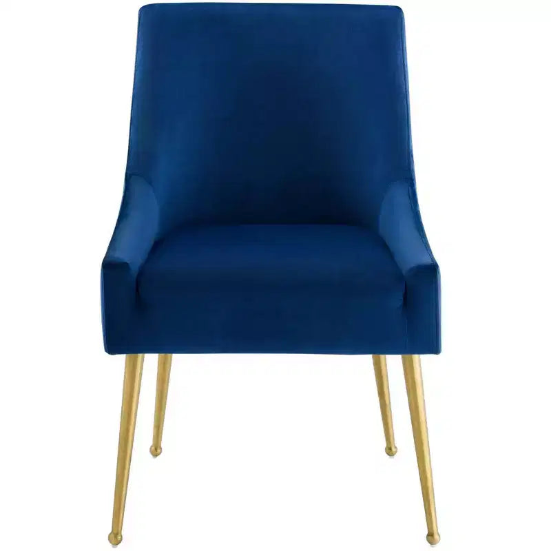Sedia da pranzo senza braccioli imbottita in velluto – Sedile singolo, grigio / verde / blu marino