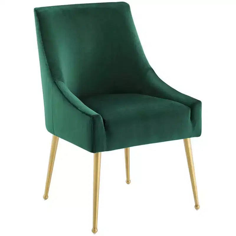 Sedia da pranzo senza braccioli imbottita in velluto – Sedile singolo, grigio / verde / blu marino